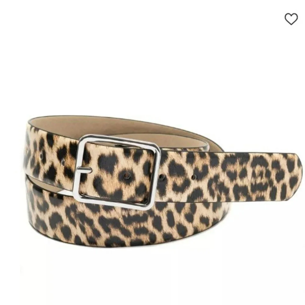 INC International Concepts Animal Print Leopard Panel Belt Small Cream B… - Picture 1 of 6